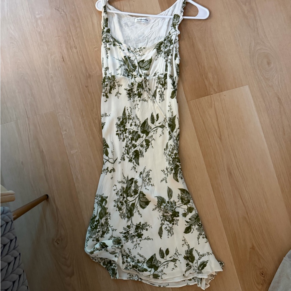 Reformation Green Floral Dress